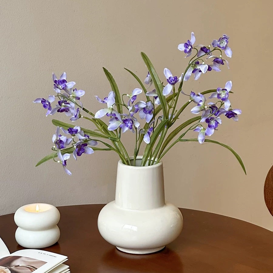Fanmu Ceramic Flower Vase Round Ribbed