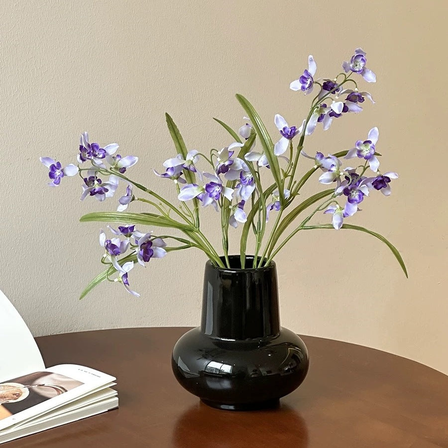 Fanmu Ceramic Flower Vase Round Ribbed