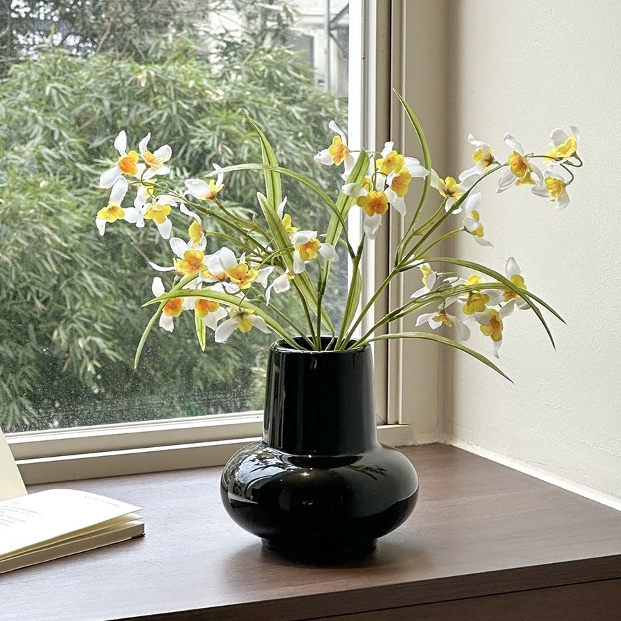 Fanmu Ceramic Flower Vase Round Ribbed