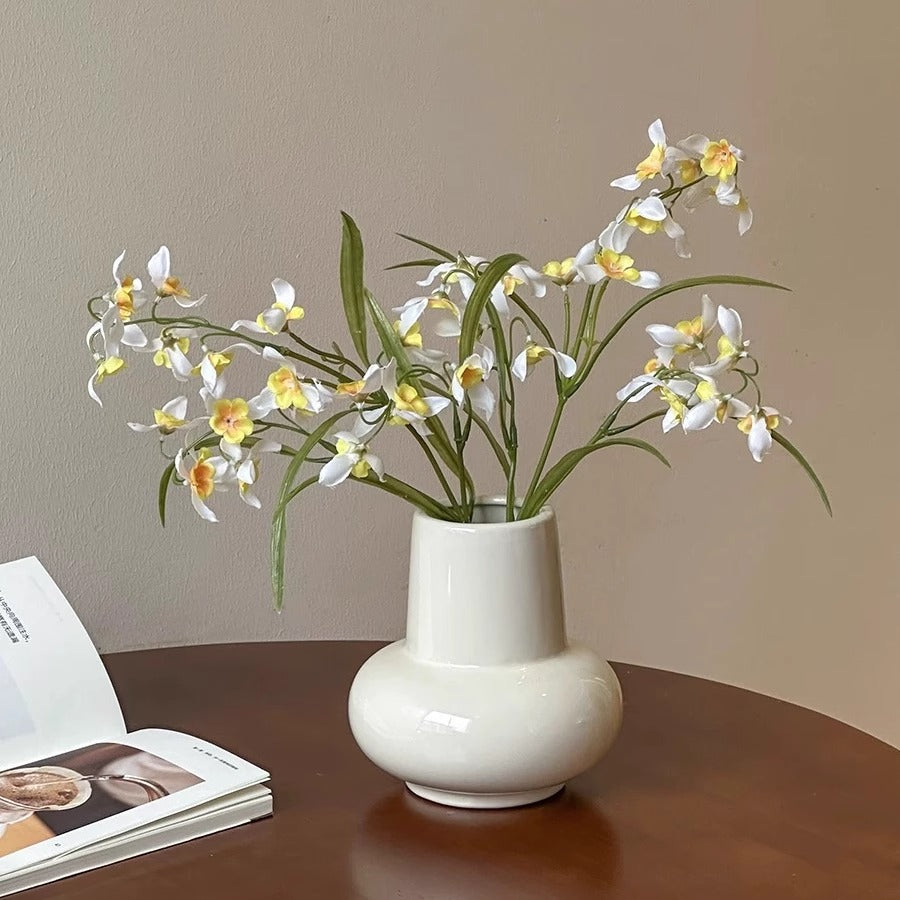 Fanmu Ceramic Flower Vase Round Ribbed