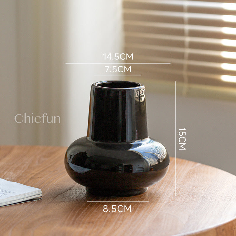 Fanmu Ceramic Flower Vase Round Ribbed